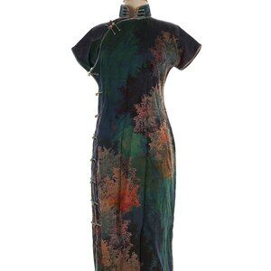 Oriental inspired dress Fall tree print size Medium